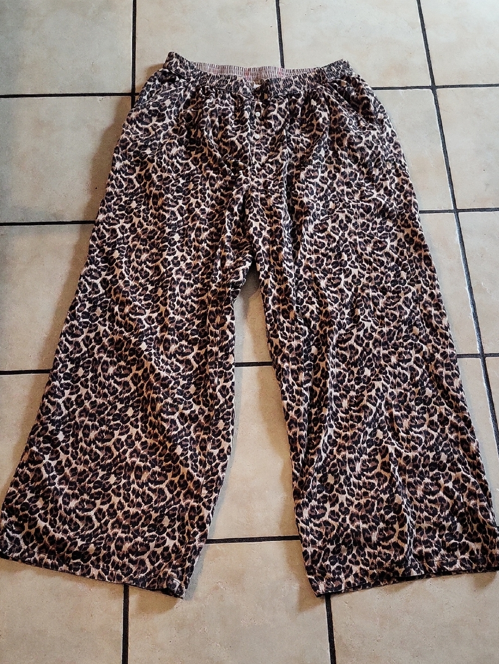 aerie Leopard Print Wide Leg Pants - Brown & Black